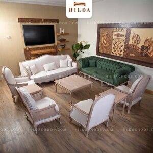 جدیدترین رنگ های مبل جهیزیه عروس 7 خرید مبل راحتی و کلاسیک کاناپه رنگ سبز - مبل کرم با پتینه سفید