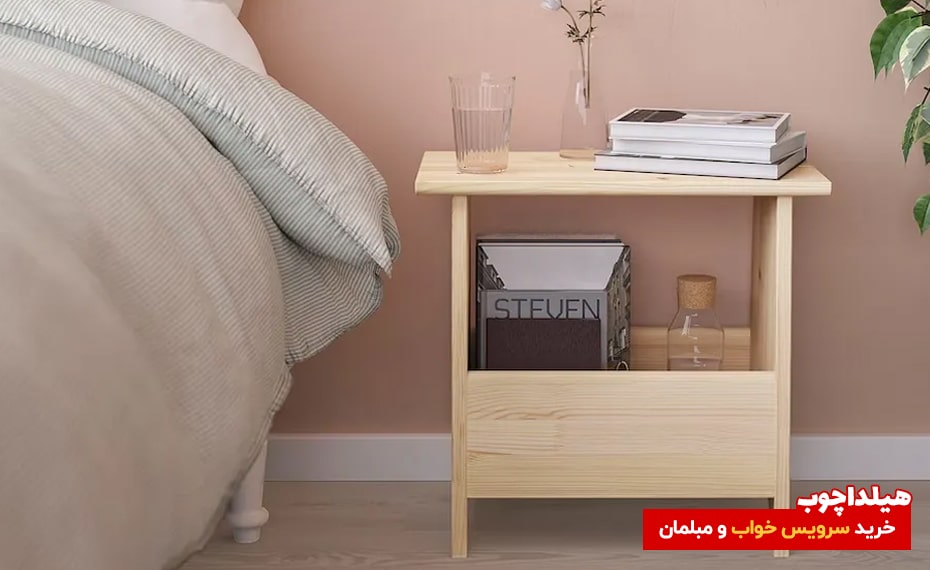 میز کنار تخت و پاتختی چوبی ساده و شیک 2