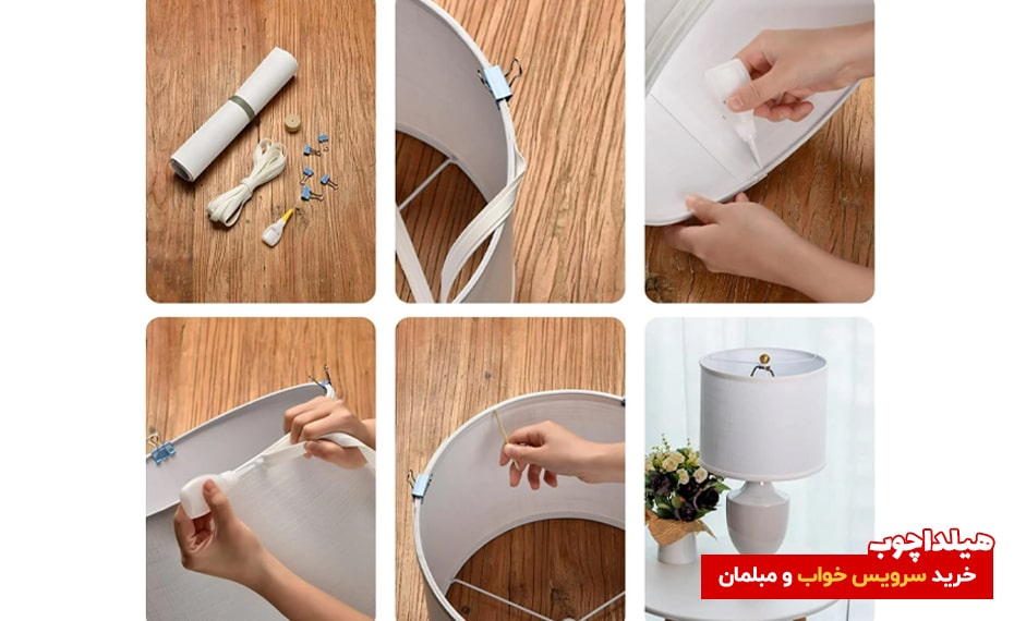 ساخت آباژور دکوراتیو با چوب و پارچه در خانه 2